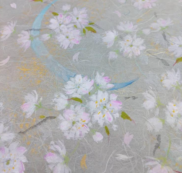 日本画家シリーズ「八重枝垂れ桜 有明の月」