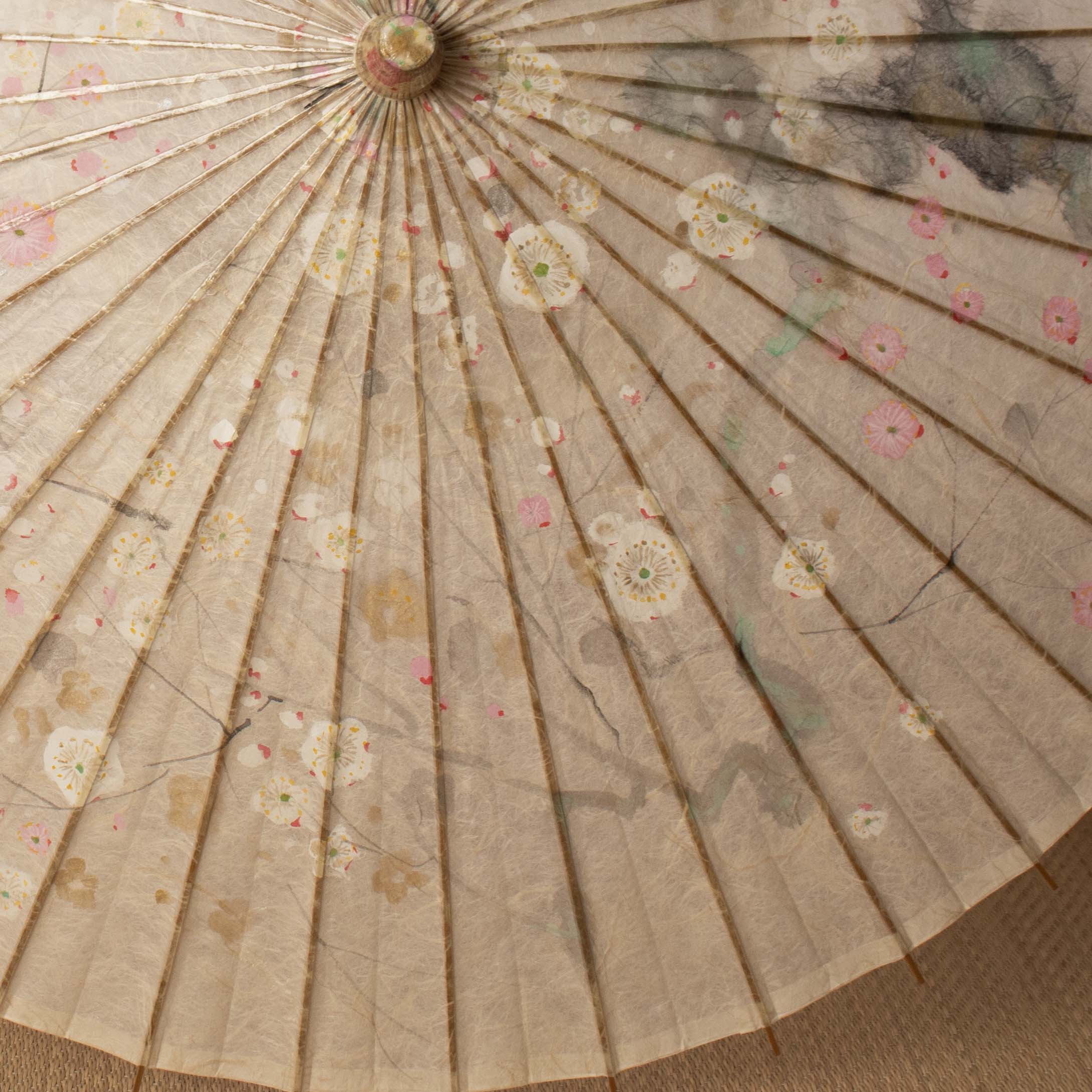 Hand-painted Japanese Parasol “Kobai Hakubai” (Red and White Plum Blossoms)