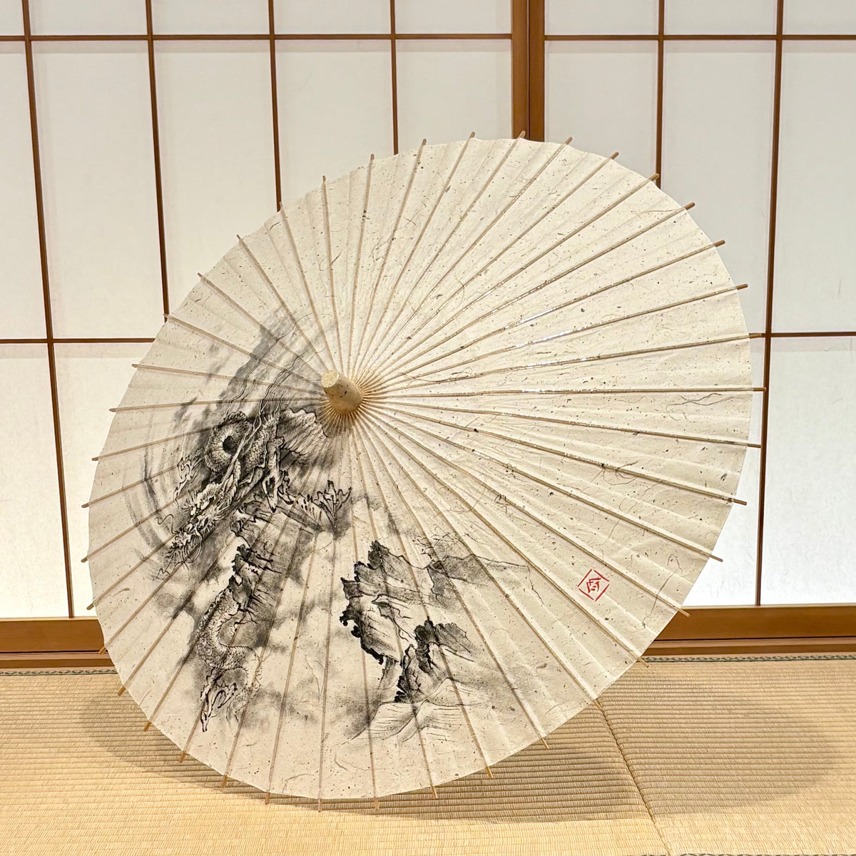 日本画家 手描き 和日傘『雲龍図』