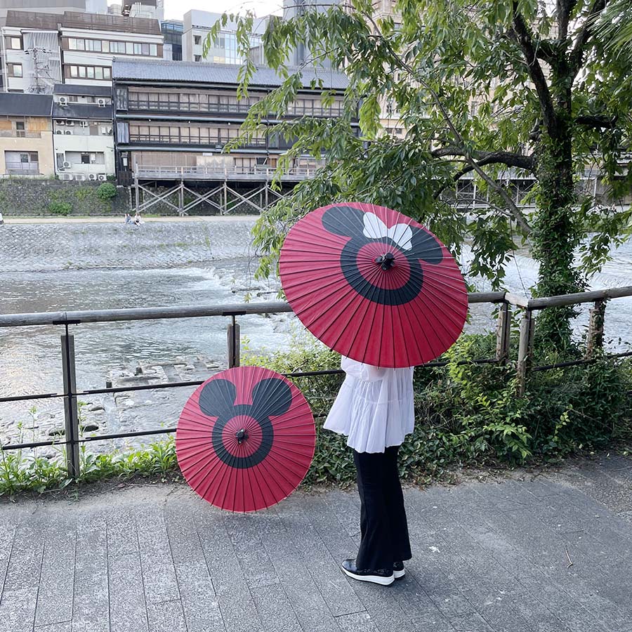 Disney/Kyoto Traditional Crafts Japanese Parasol 4 Minnie Snake Eye Pattern