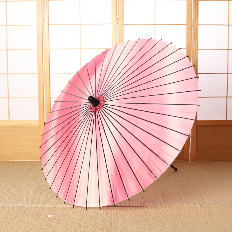 Black bamboo Japanese parasol "rainbow dyed" red