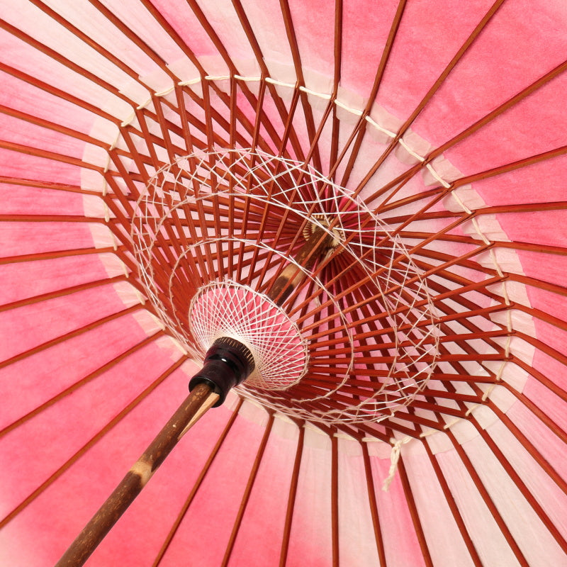 Black bamboo Japanese parasol "rainbow dyed" red
