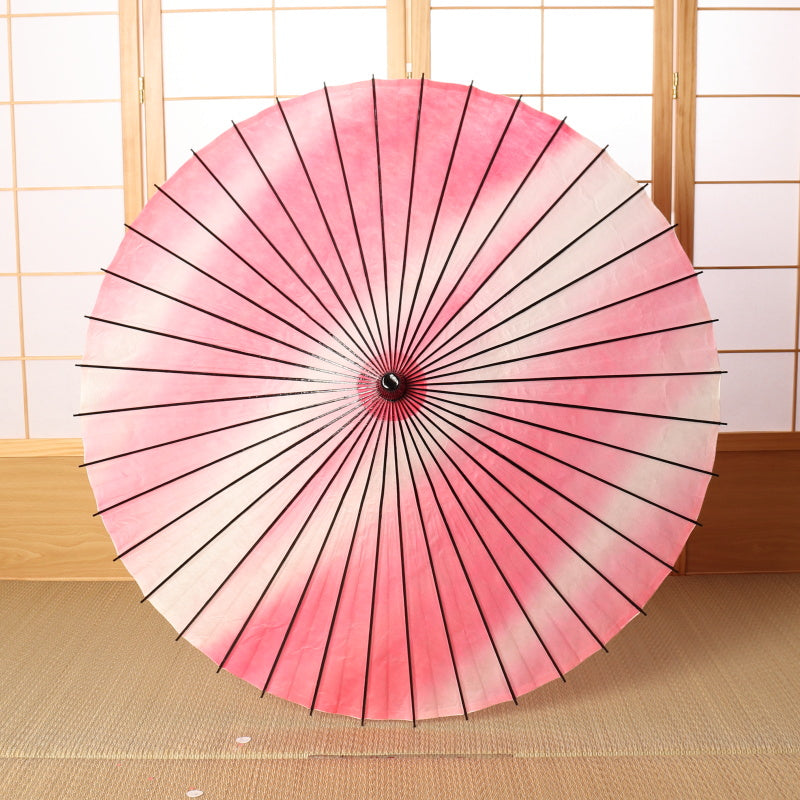 Black bamboo Japanese parasol "rainbow dyed" red