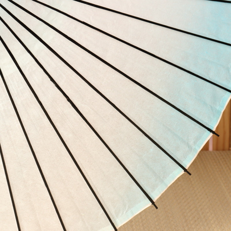 Black bamboo Japanese parasol "rainbow dyed" sky blue