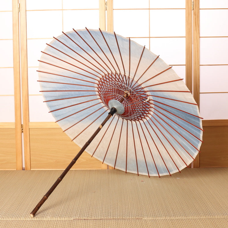 Black Bamboo Japanese Parasol "Rainbow Dyed" Misora