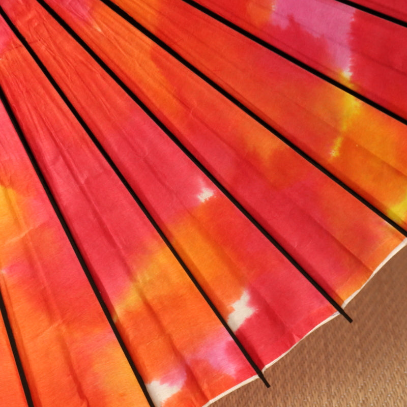 Black bamboo Japanese parasol, gradation dye "Pansy" vermilion yellow