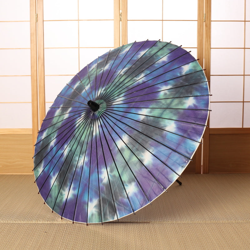 Black bamboo Japanese parasol with gradation dye "Hydrangea"