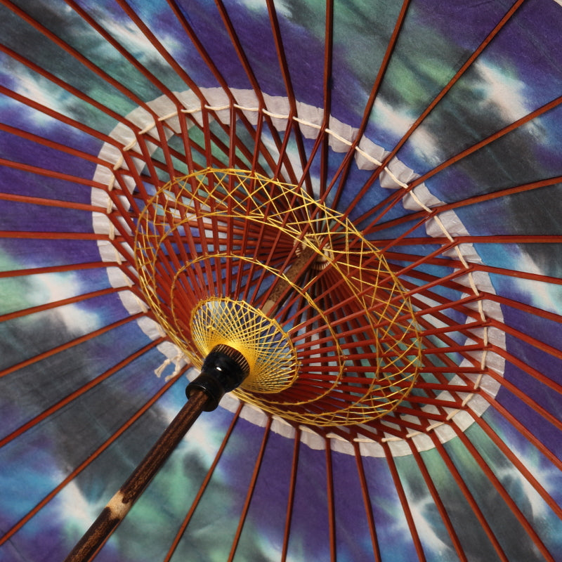 Black bamboo Japanese parasol with gradation dye "Hydrangea"
