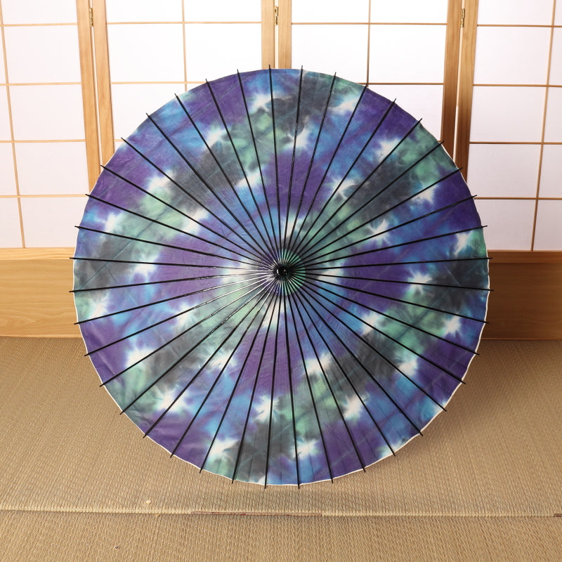 Black bamboo Japanese parasol with gradation dye "Hydrangea"