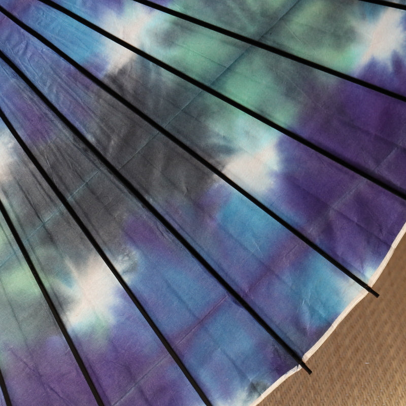 Black bamboo Japanese parasol with gradation dye "Hydrangea"