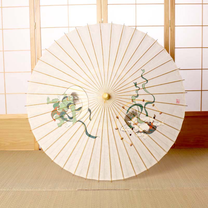 手描き京友禅 和日傘『風神雷神図』