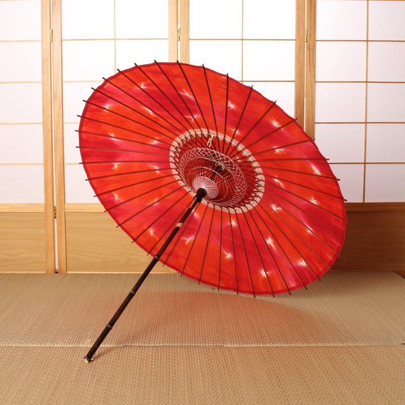 黒竹和日傘『縁』絞り染め 紅緋色