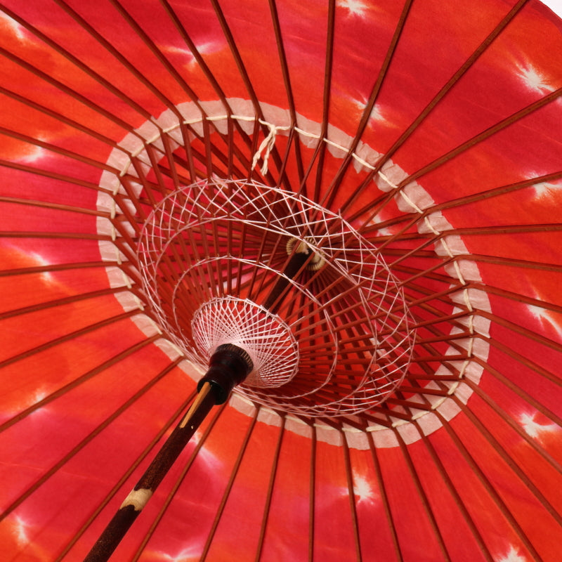 黒竹和日傘『縁』絞り染め 紅緋色