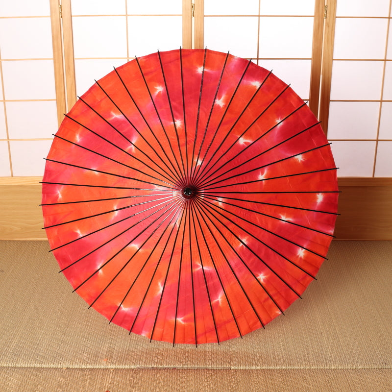 黒竹和日傘『縁』絞り染め 紅緋色