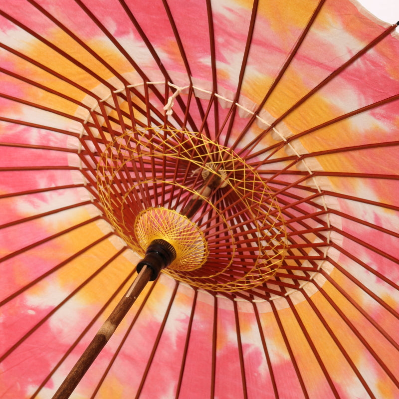 Black bamboo Japanese parasol "Edge" tie-dyed toki color