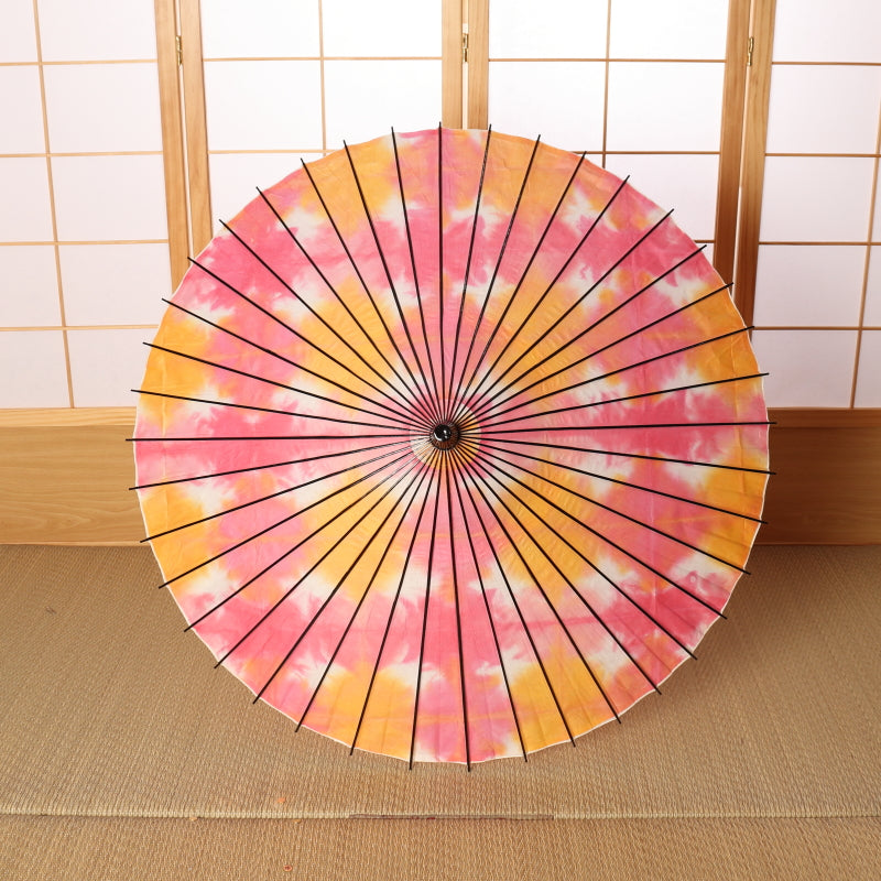 Black bamboo Japanese parasol "Edge" tie-dyed toki color
