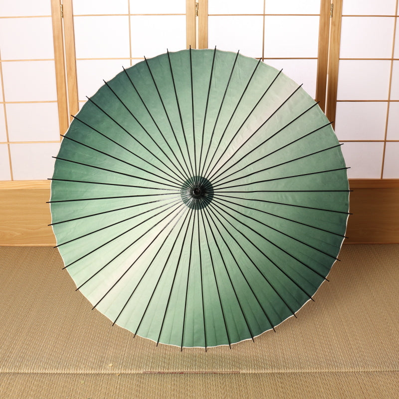 Black bamboo Japanese parasol "rainbow dyed" deep blue