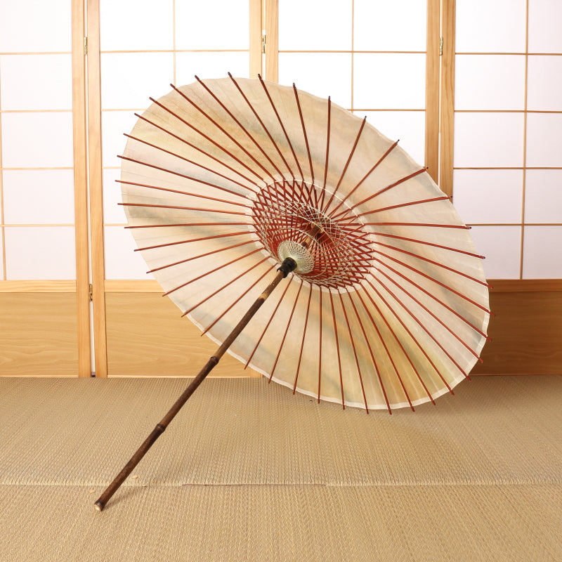 Black bamboo Japanese parasol "rainbow dyed" light yellow