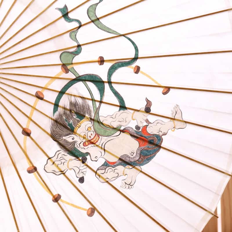 手描き京友禅 和日傘『風神雷神図』