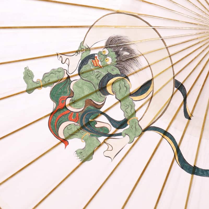 手描き京友禅 和日傘『風神雷神図』