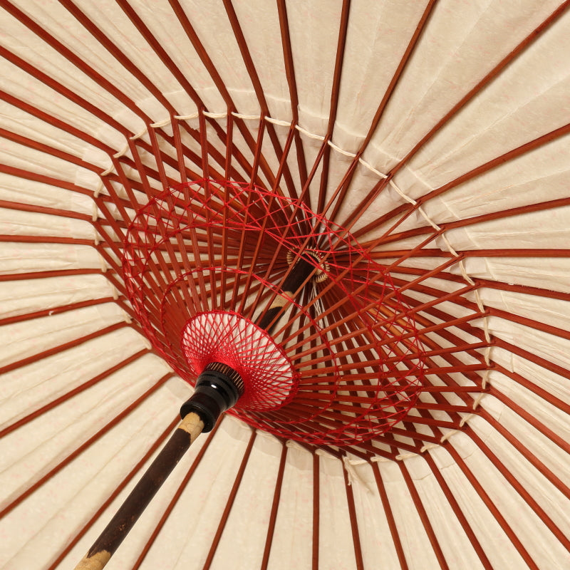 Black bamboo Japanese parasol, Kyoto Yuzen "Snow willow on the river surface"