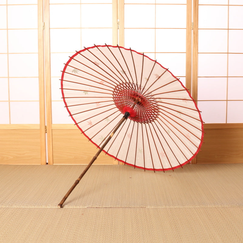 Paper Naturally Parasol “Black Bamboo”(White)/Autumn leaves