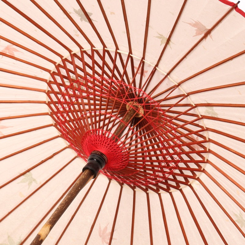 Paper Naturally Parasol “Black Bamboo”(White)/Autumn leaves