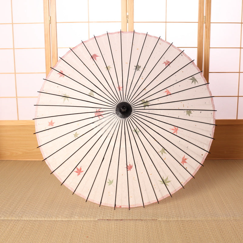 Paper Naturally Parasol “Black Bamboo”(White)/Autumn leaves