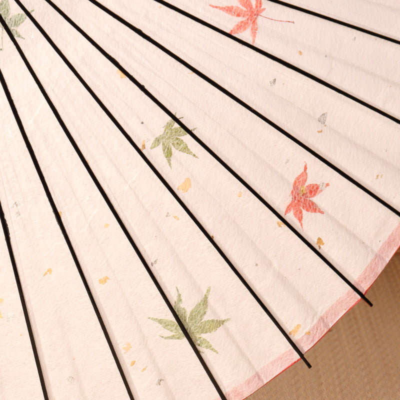 Paper Naturally Parasol “Black Bamboo”(White)/Autumn leaves