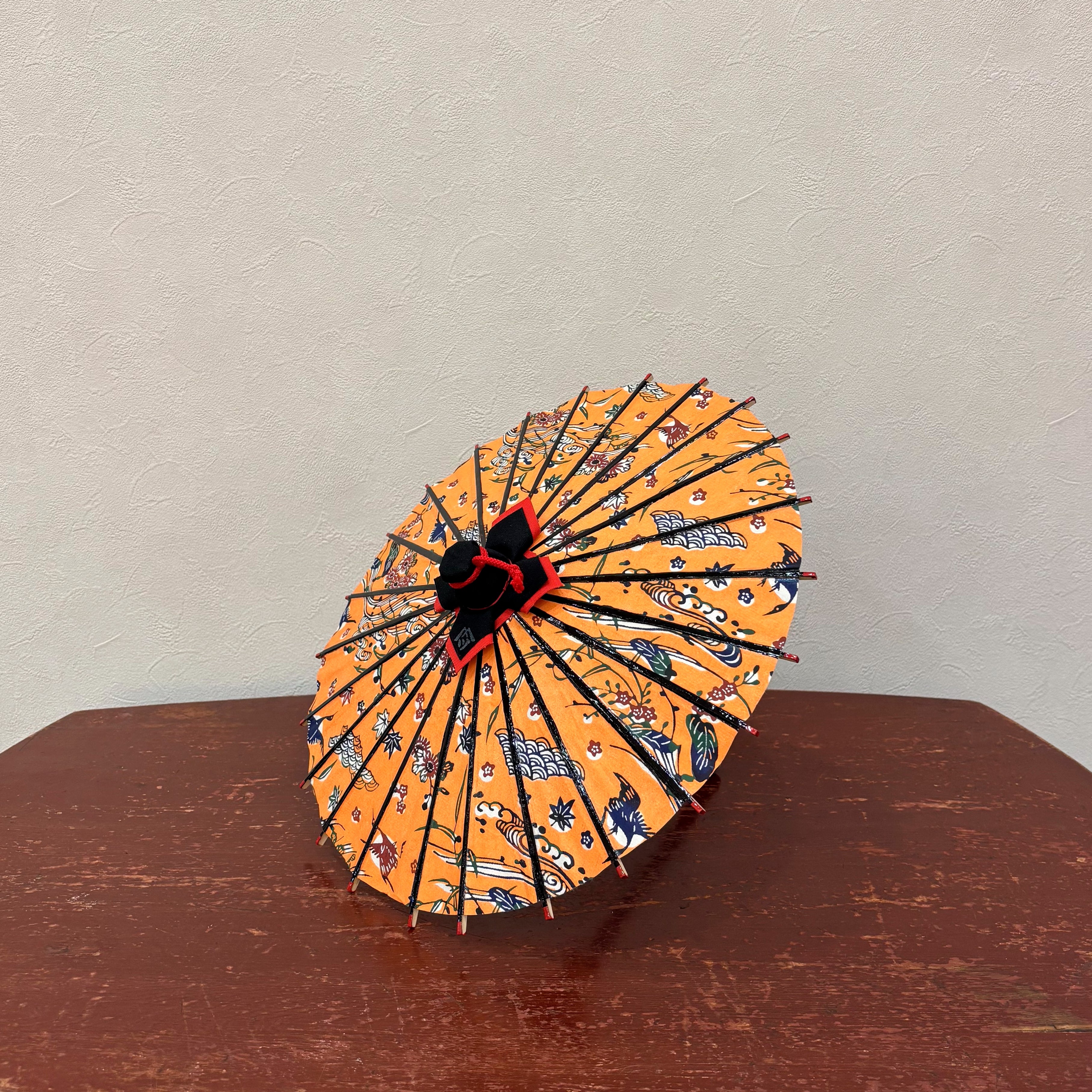 Flowers, Birds, Wind and Moon, Red/ Mini Wagasa