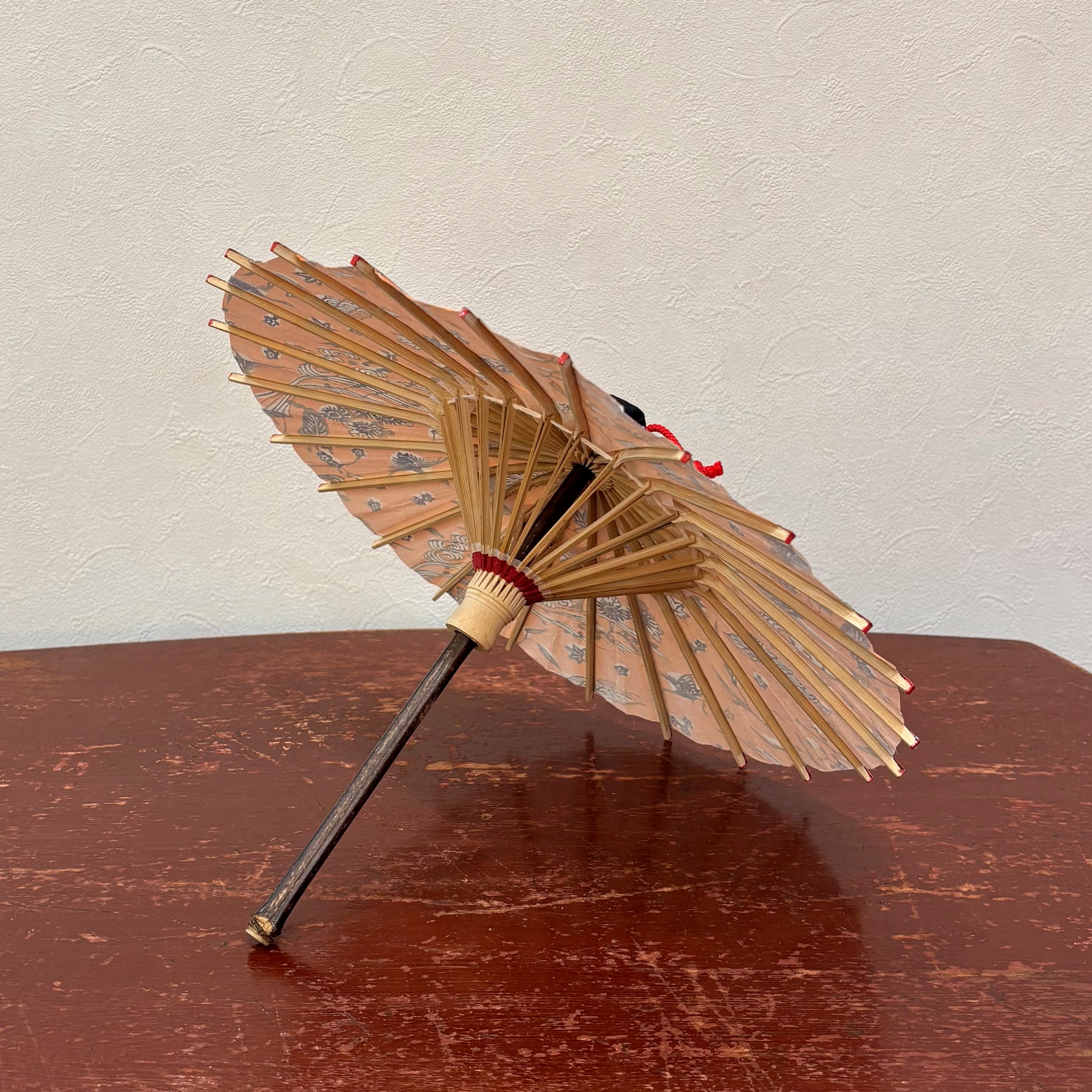 Flowers, Birds, Wind and Moon, Red/ Mini Wagasa