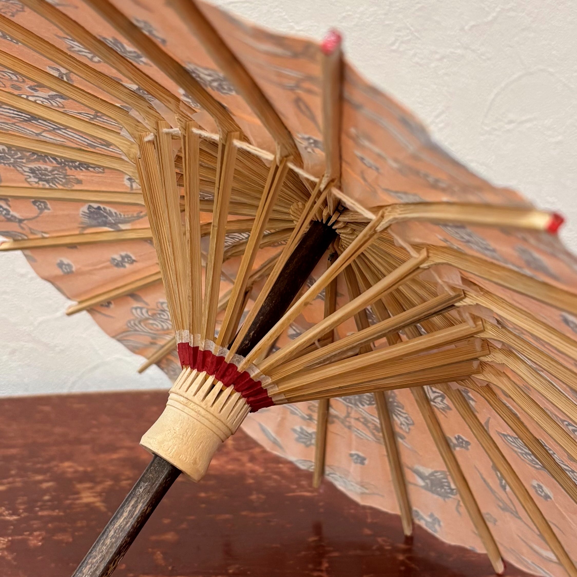 Flowers, Birds, Wind and Moon, Red/ Mini Wagasa