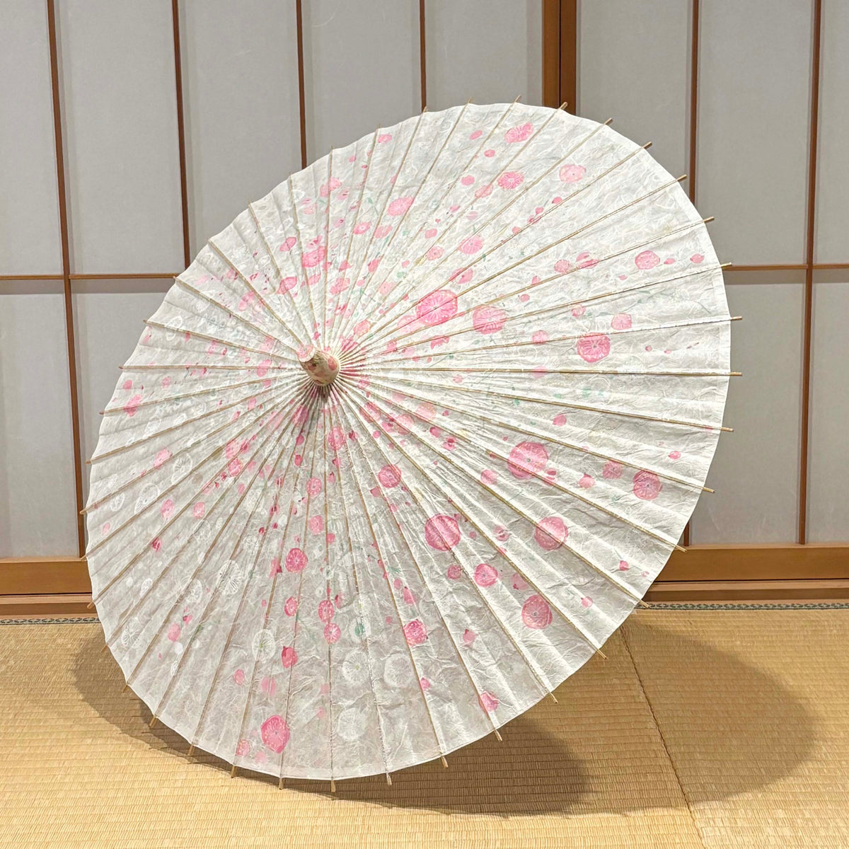 Hand-painted Japanese Parasol “Kobai Hakubai” (Red and White Plum Blossoms)