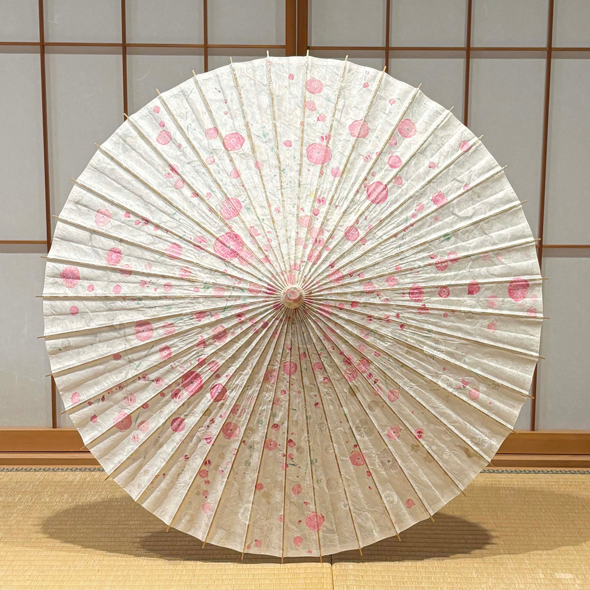 Hand-painted Japanese Parasol “Kobai Hakubai” (Red and White Plum Blossoms)