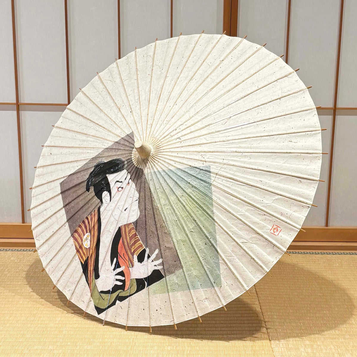 日本画家 手描き 浮世絵和傘 東洲斎写楽『役者絵』