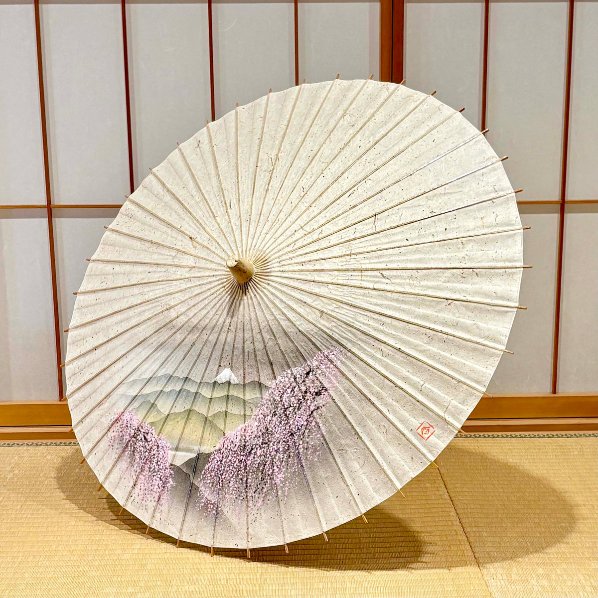 日本画家 手描き 和日傘『富士春景』