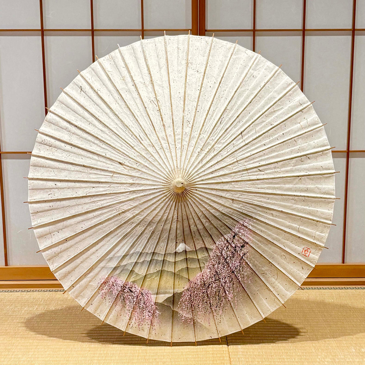 日本画家 手描き 和日傘『富士春景』