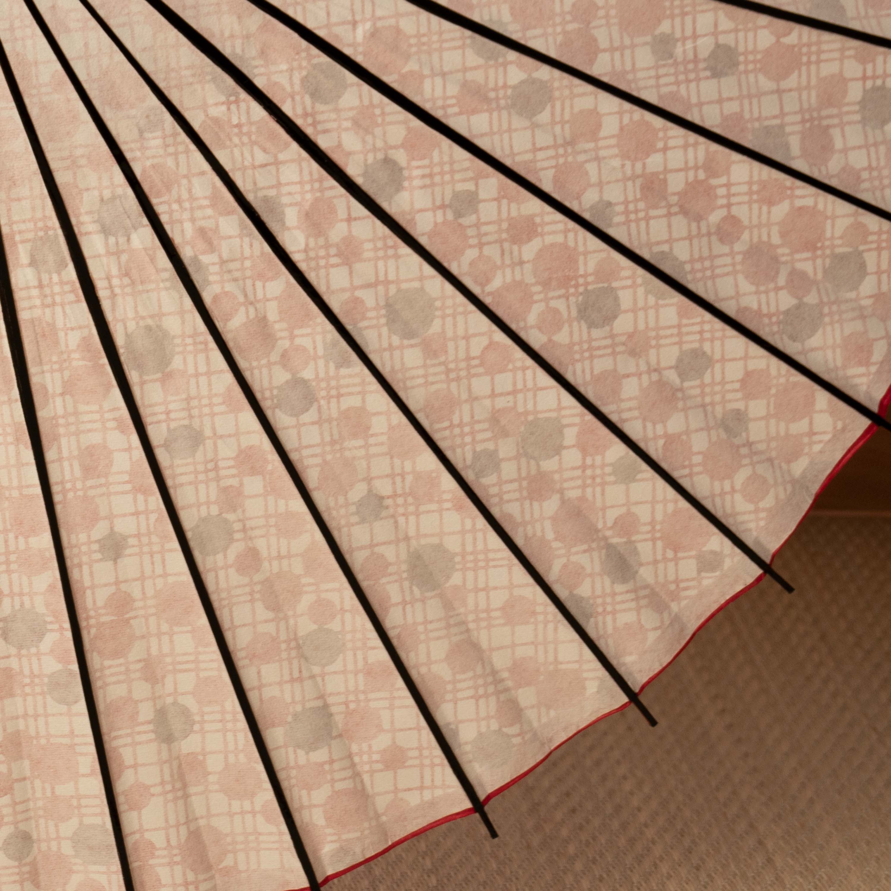 和日傘 『花ひらく』 水玉格子 赤