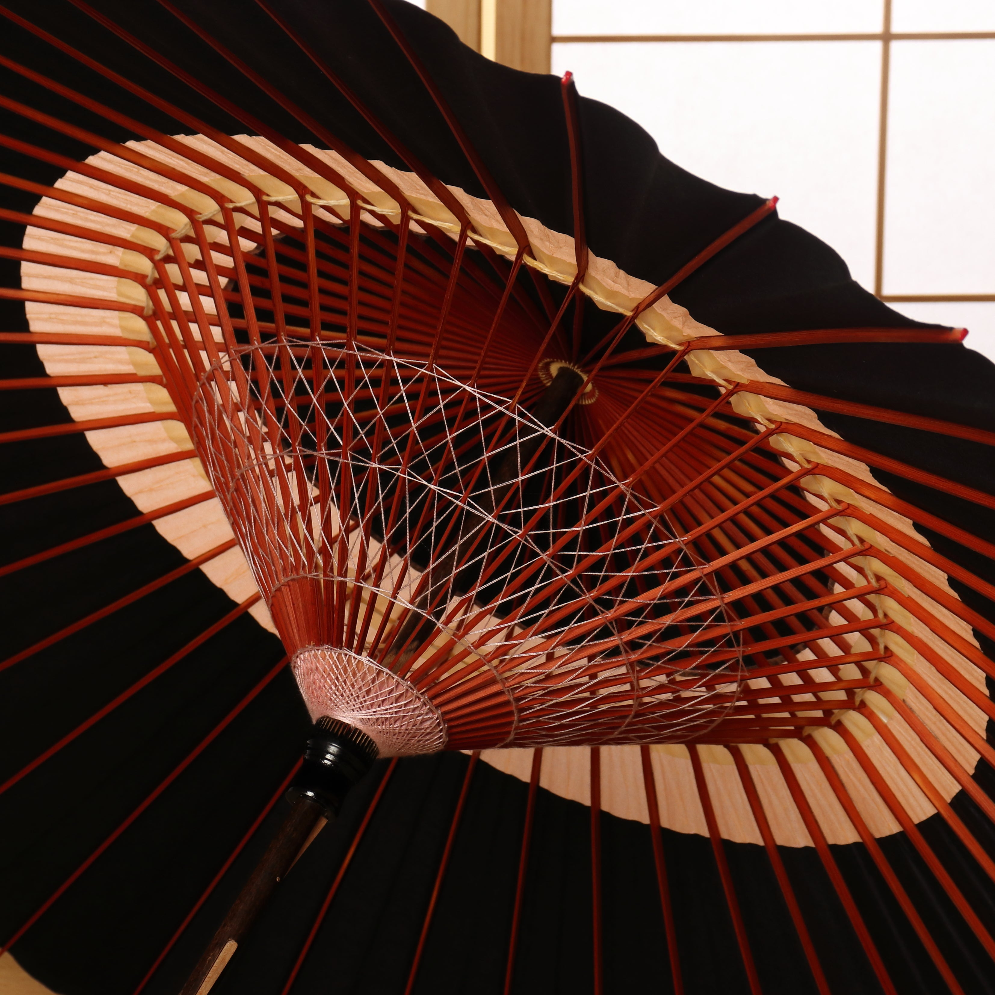 艶消し特選蛇の目柄 『漆黒に桃』