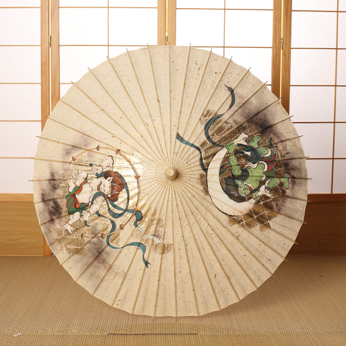 手描き京友禅 和日傘『風神雷神図』 - 日本最古の京都和傘屋 辻倉