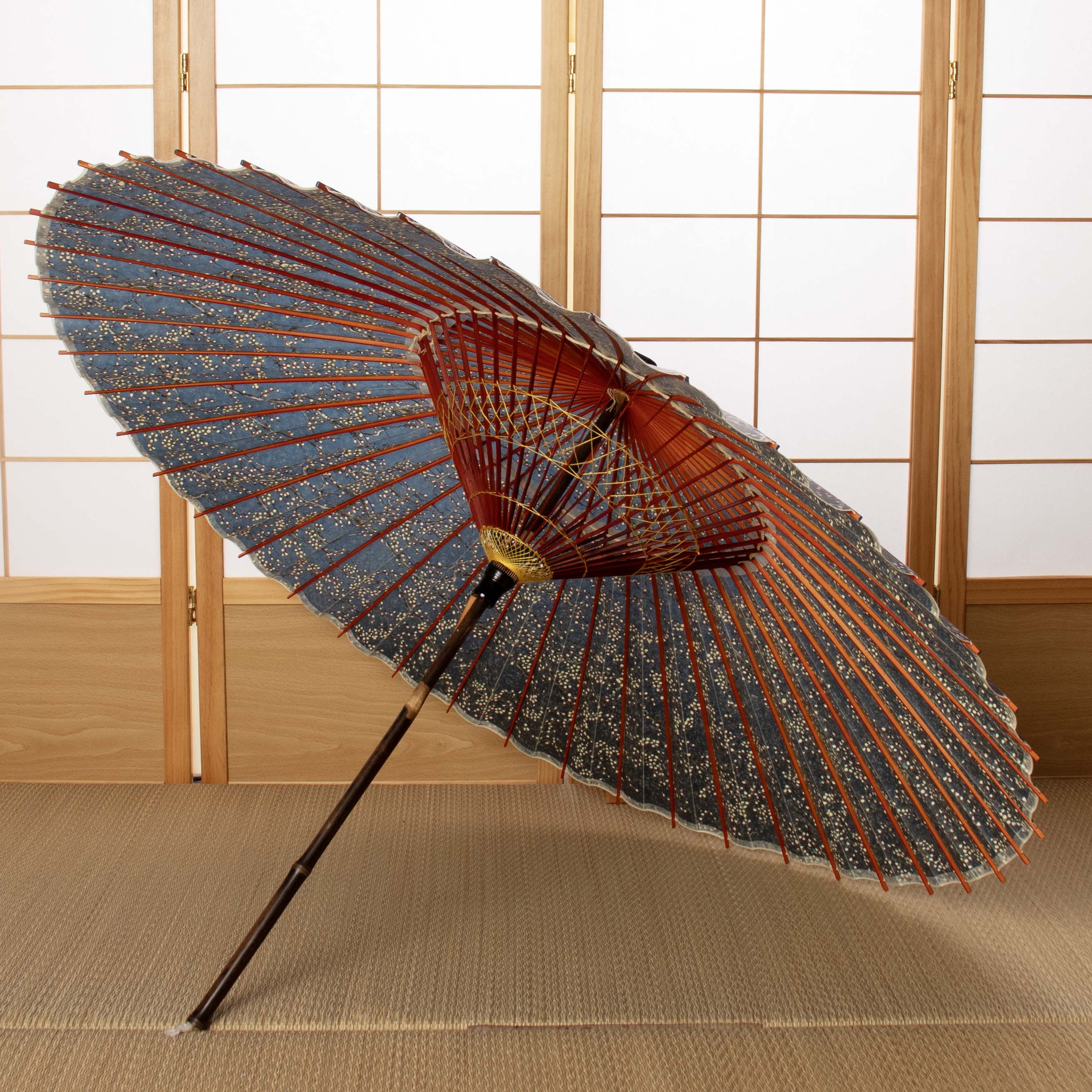 京友禅 黒竹『梅流水 濃藍(こあい)』