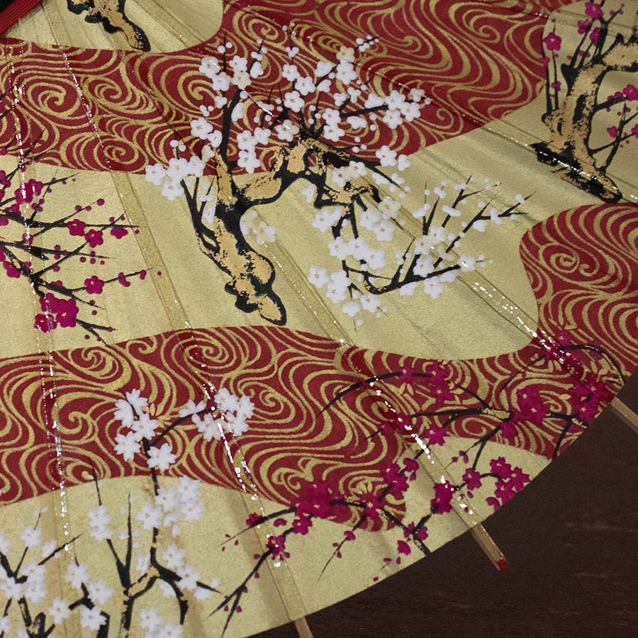 姫和傘 大寸『紅梅白梅 観世流水 赤』