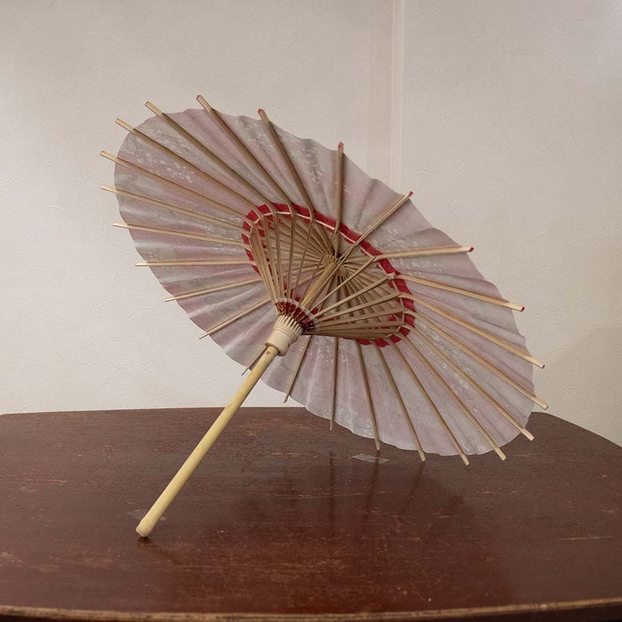 姫和傘 大寸『紅梅白梅 観世流水 赤』