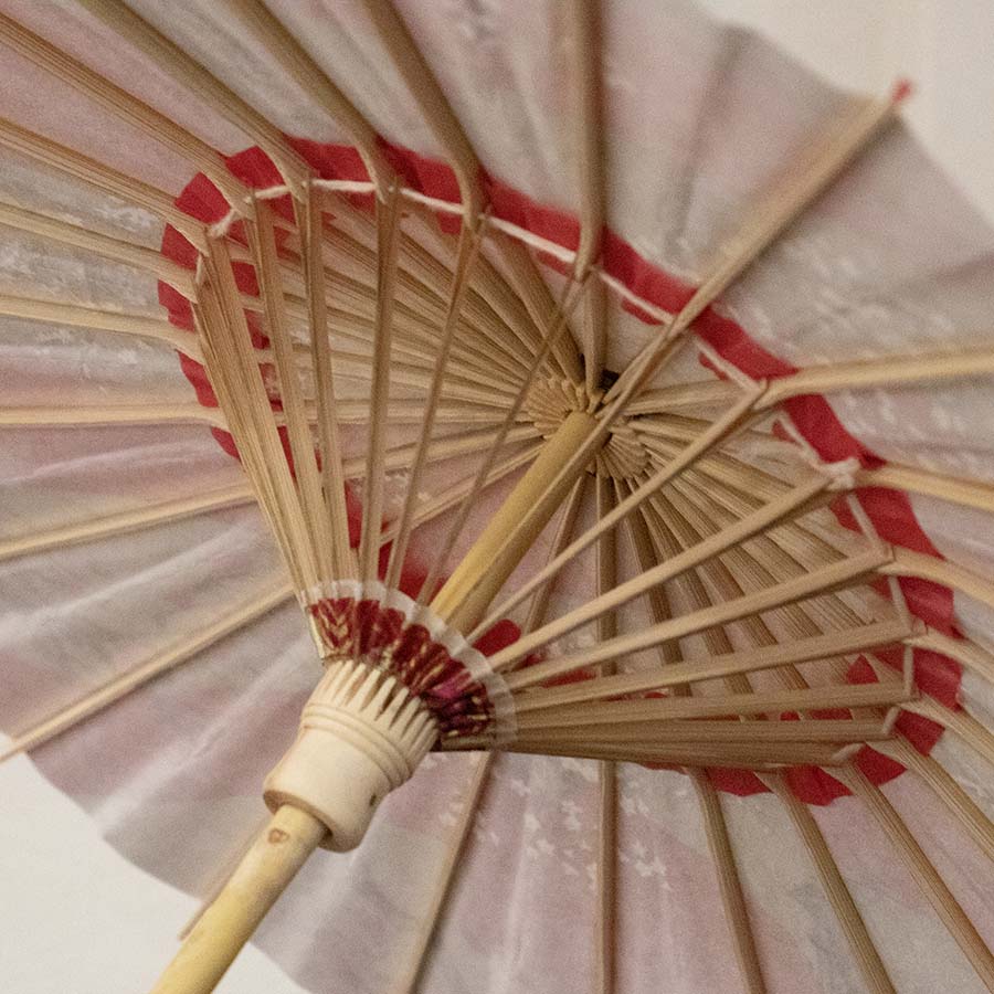 姫和傘 大寸『紅梅白梅 観世流水 赤』