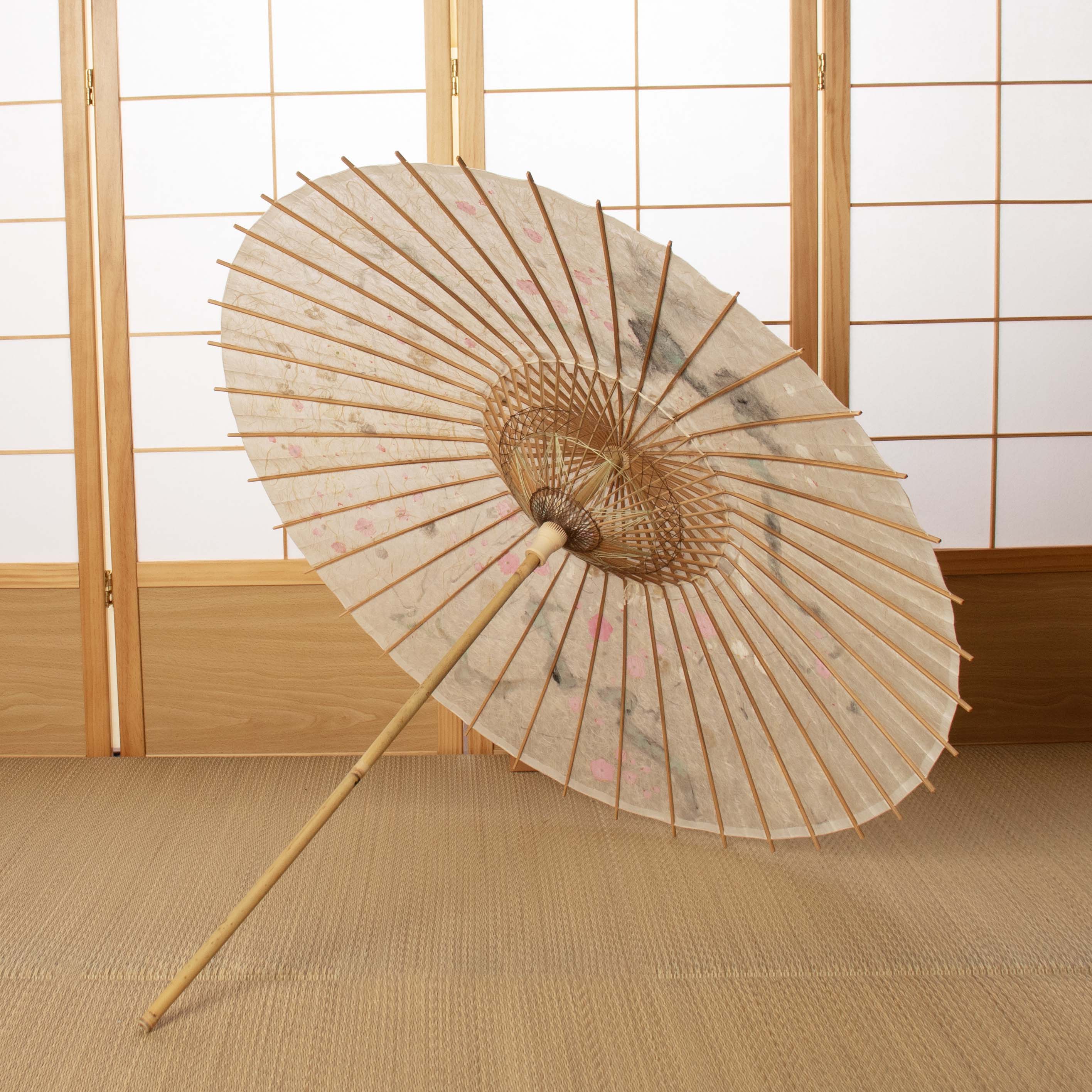 Hand-painted Japanese Parasol “Kobai Hakubai” (Red and White Plum Blossoms)