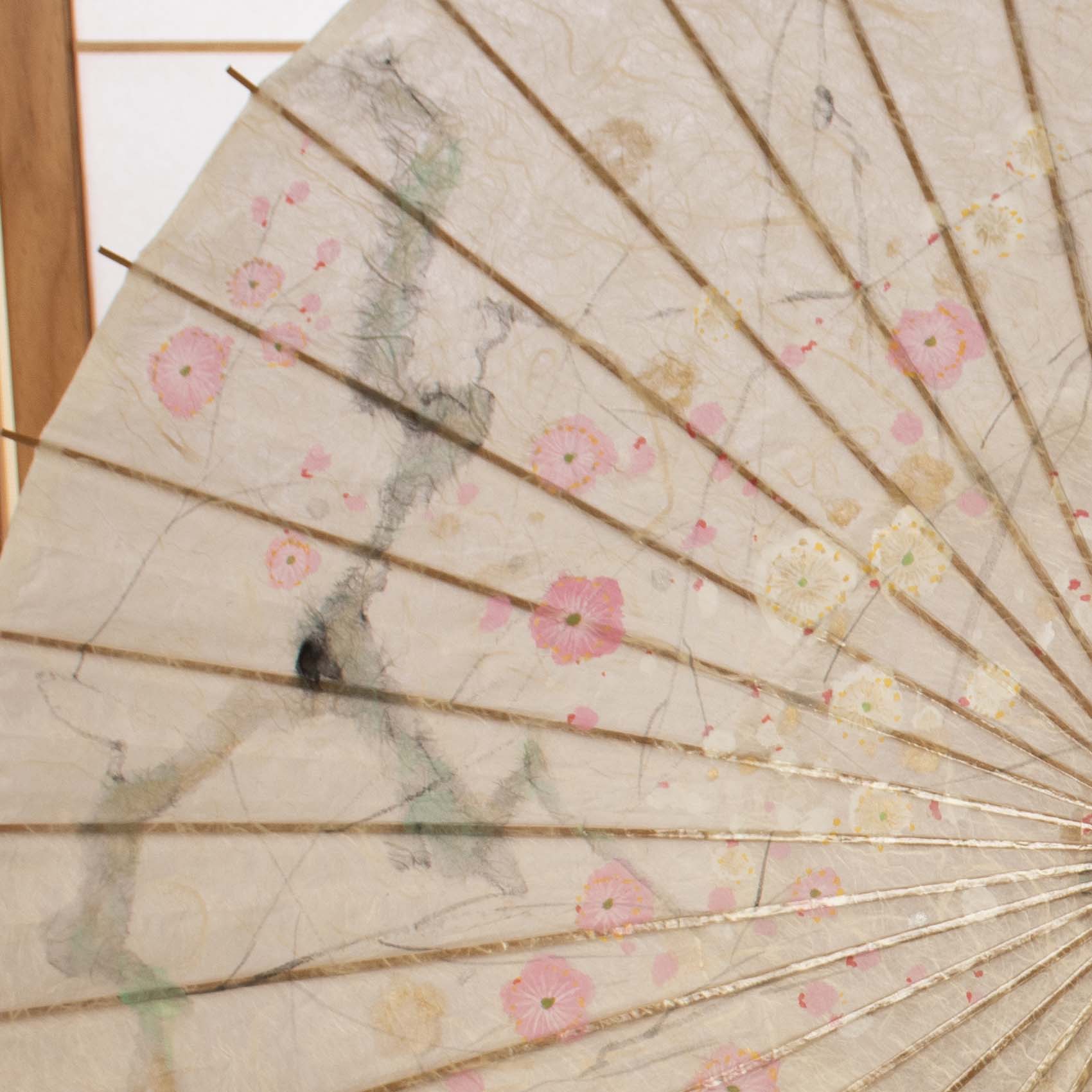 Hand-painted Japanese Parasol “Kobai Hakubai” (Red and White Plum Blossoms)