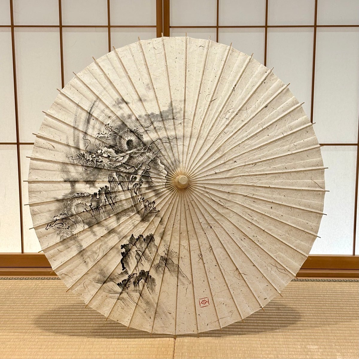 日本画家 手描き 和日傘『雲龍図』