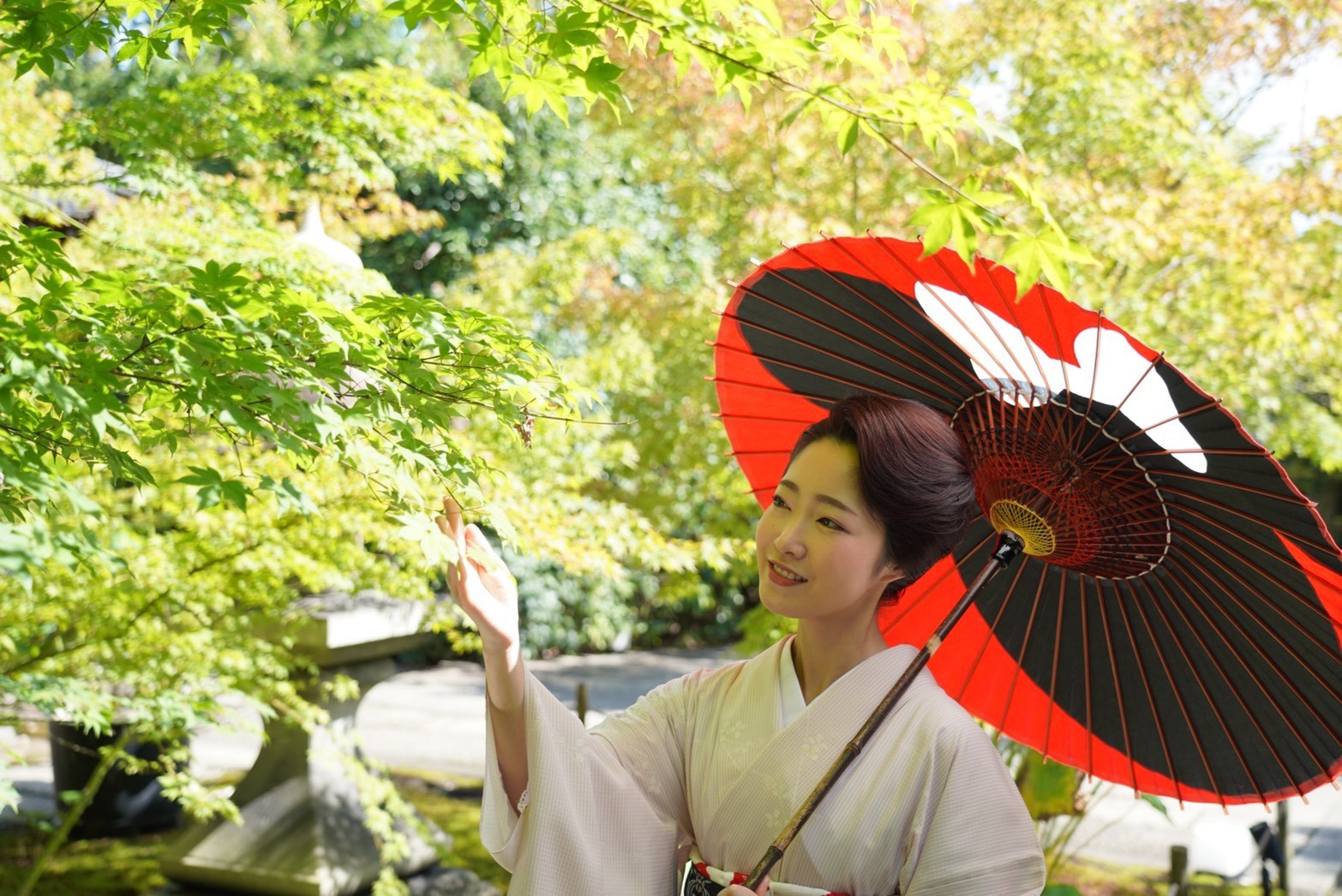 ディズニー/京都伝統工芸 和日傘 ➄ミニー月奴/黒