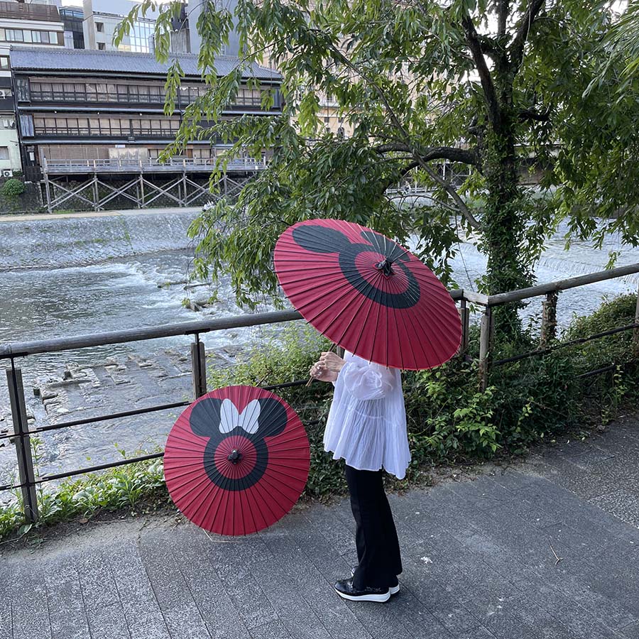 Disney/Kyoto Traditional Crafts Japanese Parasol ① Mickey Mouse Snake Eye Pattern