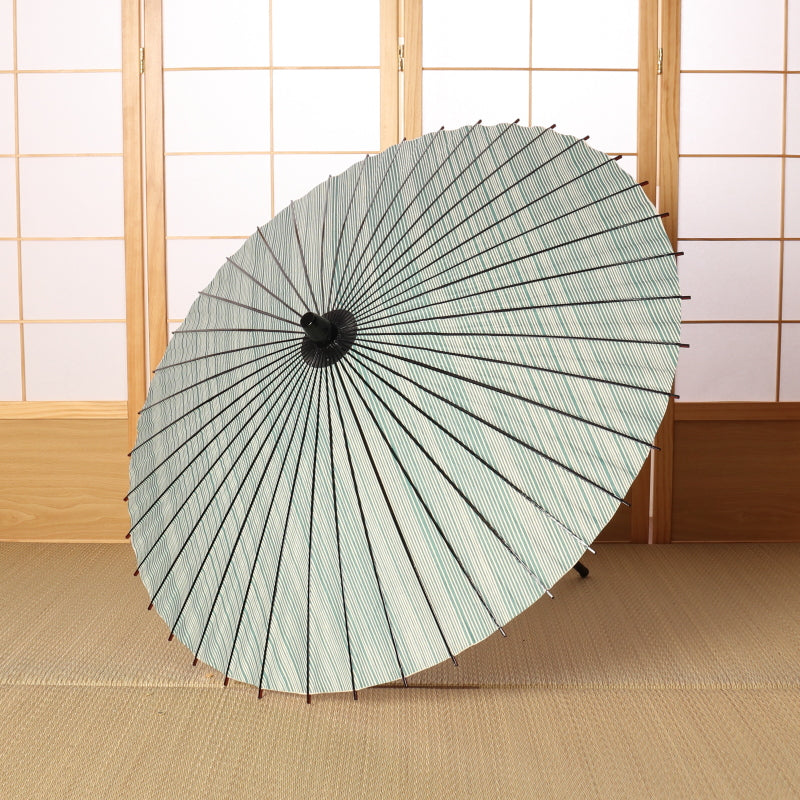 黒竹日傘『縁』縞文様 若草 - 日本最古の京都和傘屋 辻倉
